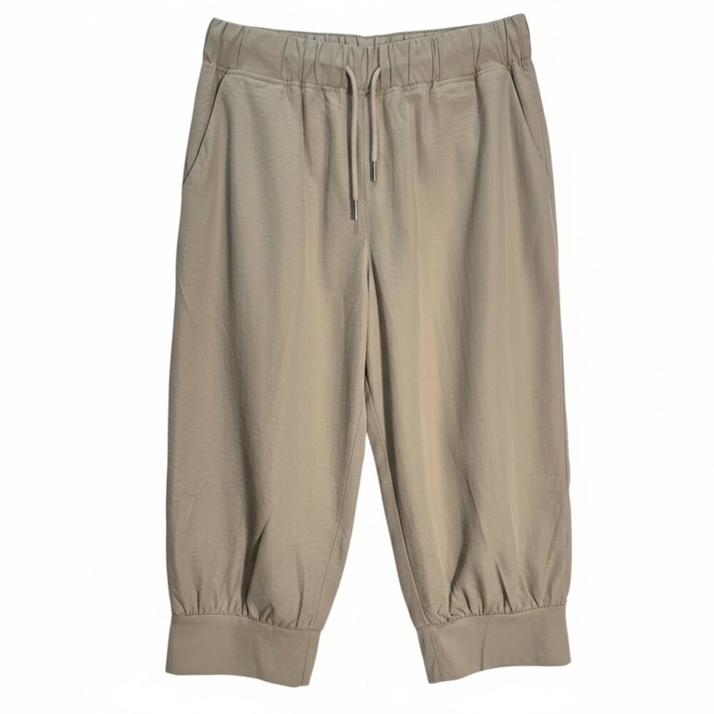 NWOT | Beige Lightweight Athletic Adjustable Drawstring Capri Pants | Large